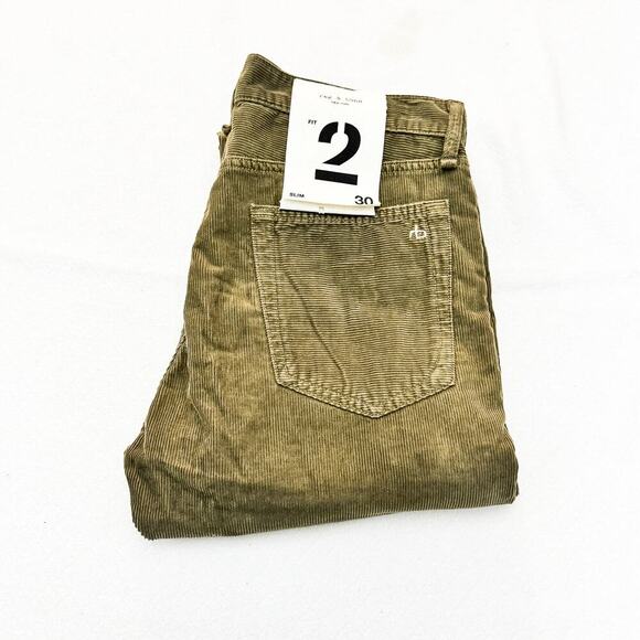 rag & bone Denim - Rag & Bone Slim Fit 2 Army Green Textured Denim Jeans Textured Size 30 NWT $250